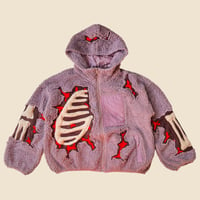 Image 1 of REWORKED CRACKY 3D PUFF BONES SHERPA JACKET SIZE S