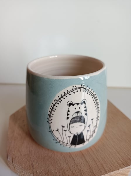 Image of Petite tasse tigre bleu ciel 