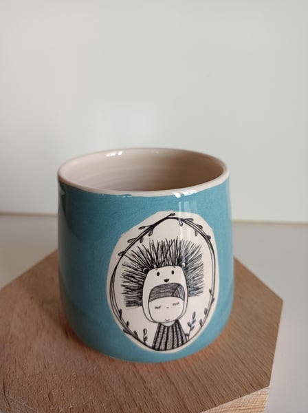 Image of Petite tasse fillette hérisson bleu 