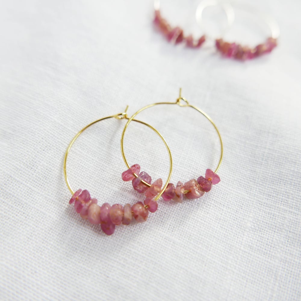 Image of Goodheart Hoops Gemstone - Pink Tourmaline