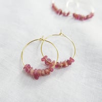 Image 1 of Goodheart Hoops Gemstone - Pink Tourmaline