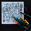 Illustrated Flatlay Coloring Cards - Edition 2