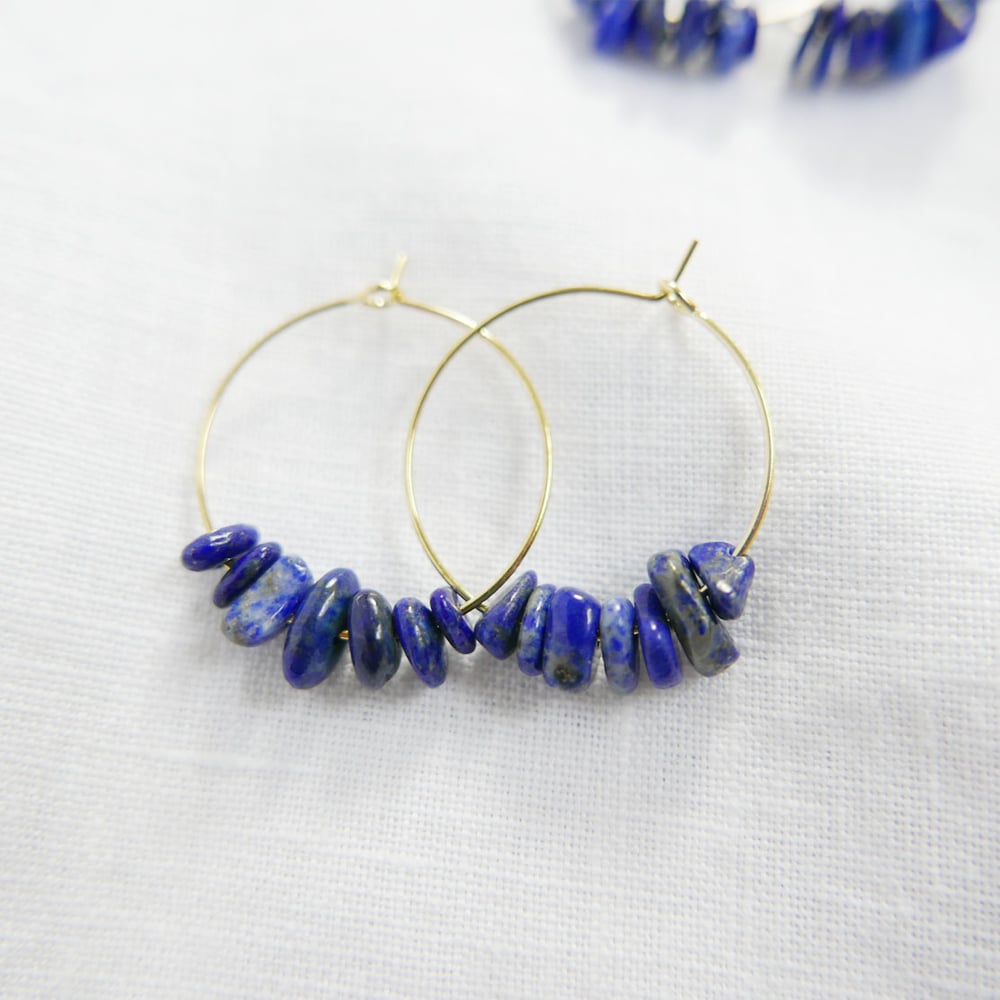 Image of Goodheart Hoops Gemstone - Lapis Lazuli