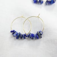 Image 1 of Goodheart Hoops Gemstone - Lapis Lazuli