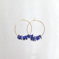 Image 2 of Goodheart Hoops Gemstone - Lapis Lazuli