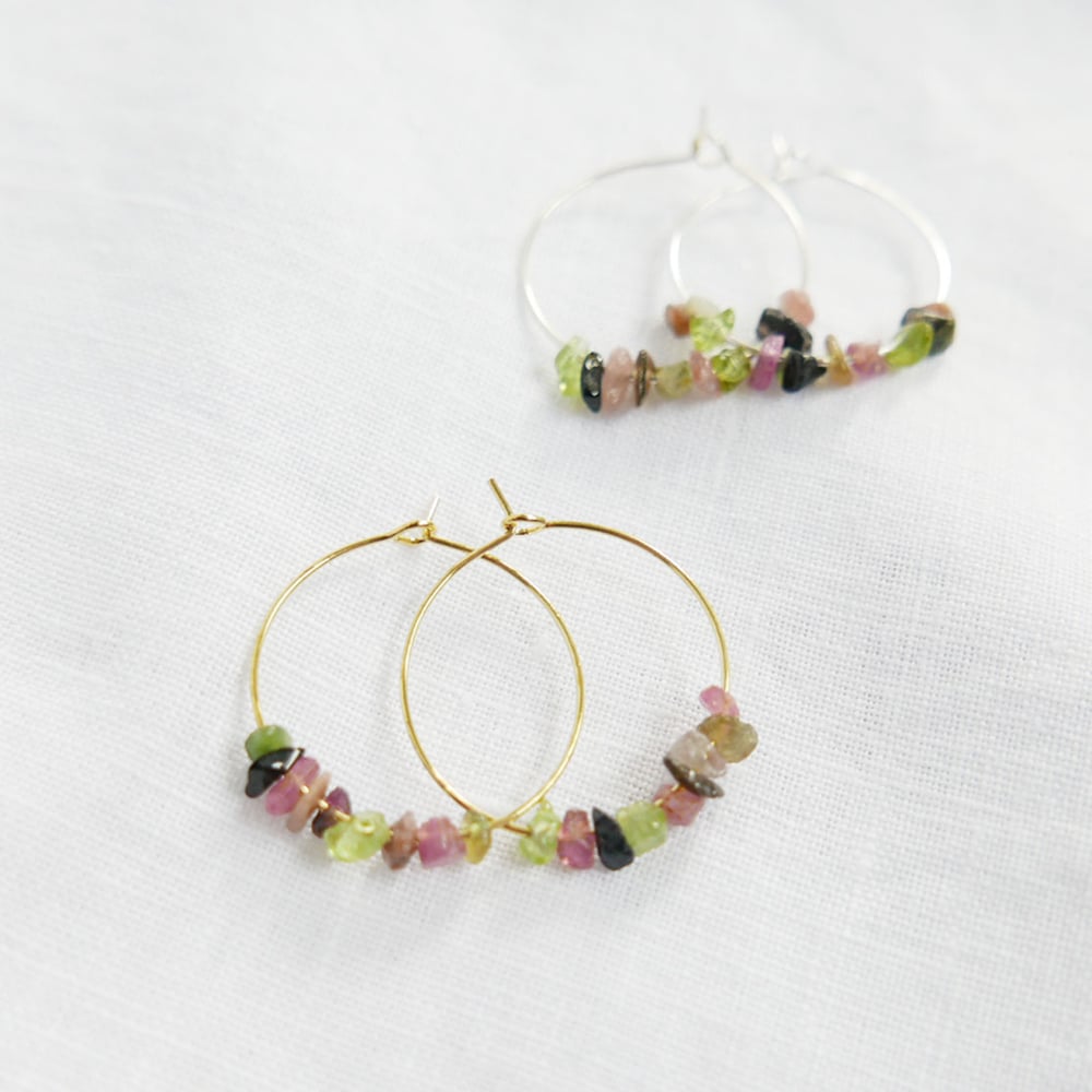 Image of Goodheart Hoops Gemstone - Tourmaline