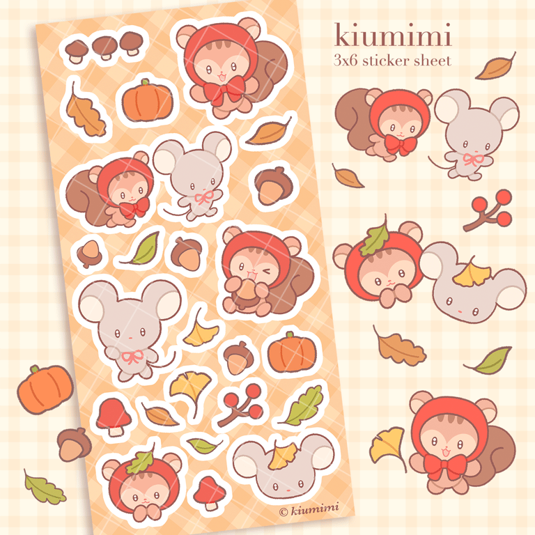 Autumn Critters  .  Vinyl Sticker Sheet