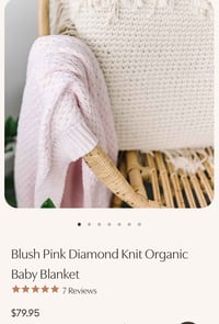 Image 2 of Snuggle Hunny Blush Pink Diamond Knit Organic Baby Blanket