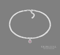 Pink Silver Floral Singapore Rose Quartz Choker