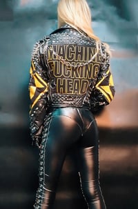 Image 4 of CUSTOM MADE MACHINE HEAD FAUX LEATHER BIKER JACKET 