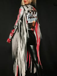 Image 17 of CUSTOM MADE JUDAS PRIEST FRINGE FAUX LEATHER JACKET