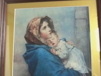 Image 3 of Framed Antique Print, La Madonnia by Roberto Ferruzzi 1897, Madonna of the Streets, Mother & Baby