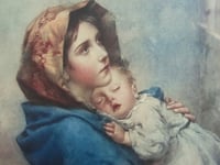 Image 4 of Framed Antique Print, La Madonnia by Roberto Ferruzzi 1897, Madonna of the Streets, Mother & Baby