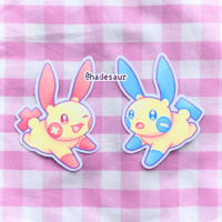 Image of Plusle & Minum Glitter Stardust Vinyl Waterproof Sticker