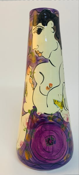 Image of Large purple cone shape vase 