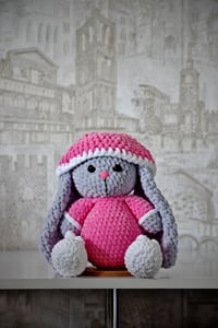  Handmade Bunny in Pink Suit with Hat (35 cm) – Adorable Plush Companion 🎀🌸