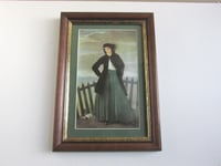 Image 1 of Dorelia 1912 by Augustus John (b 1878) Vintage Art Print, Lady in Landscape, Framed Size 14 x 10 ins