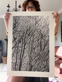 Image 3 of ‘Winter Beeches’ Original Lino Print