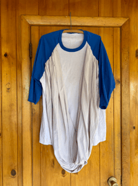 Image 1 of Baseball Tee Dust Pink Royal Blue