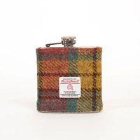 6oz Harris Tweed Hip Flask - Autumn Colours