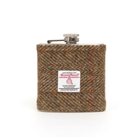 6oz Harris Tweed Hip Flask - Olive Hunting Tweed