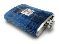 6oz Harris Tweed Hip Flask - Autumn Colours - Blue