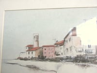 Image 4 of Vintage Drawing, Coastal Old Town by John Sulhern/Southern? 1978, Framed Size 10 8/10 x 8 1/8 ins   