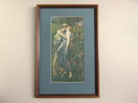 Image 1 of Framed Vintage Art Print, An Idyll by Maurice Greiffenhagen (b 1862), Lovers in Poppy Field Portrait