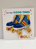 ‘Let the good times roll’ - retro roller boots original paper cut artwork 