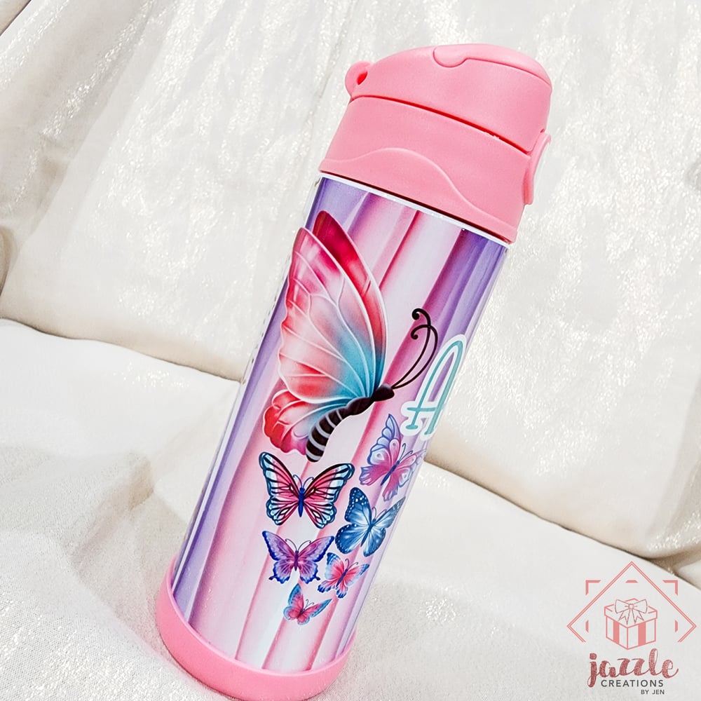 Image of Butterfly Personalized 12oz Kids Bottle Tumbler