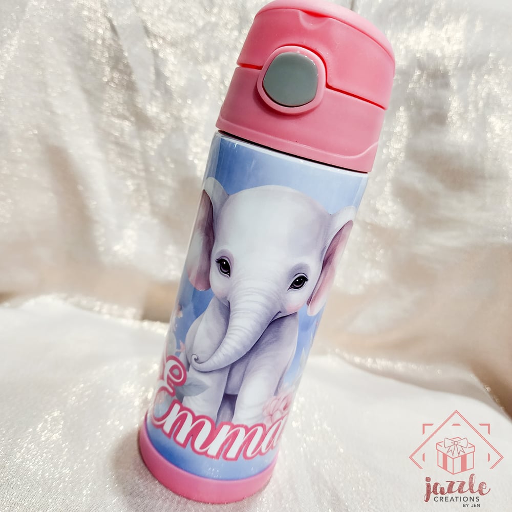 Image of Elephant Personalized 12oz Kids Bottle Tumbler