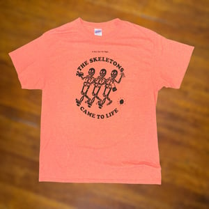 THE NIGHT THE SKELETONS CAME TO LIFE- Large Orange T-Shirt