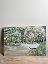 Image of Toile paysage avec barque 