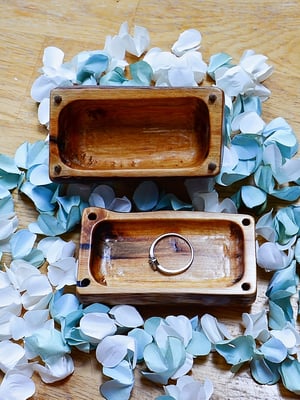 Image of Wooden Log Ring Box for wedding proposal or special day, Ring Boy Box