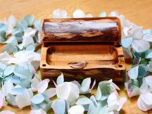 Image of Wooden Log Ring Box for wedding proposal or special day, Ring Boy Box