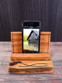 Image 10 of Handmade Cherry wood Tablet or cell phone holder, Desk essential, Live Edge Cherry Wood