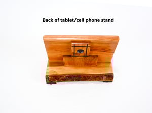 Image of Handmade Cherry wood Tablet or cell phone holder, Desk essential, Live Edge Cherry Wood