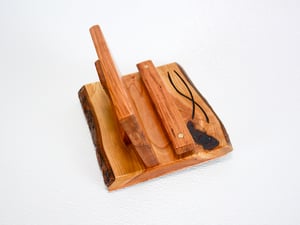 Image of Handmade Cherry wood Tablet or cell phone holder, Desk essential, Live Edge Cherry Wood