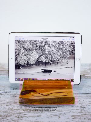 Image of Handmade Cherry wood Tablet or cell phone holder, Desk essential, Live Edge Cherry Wood