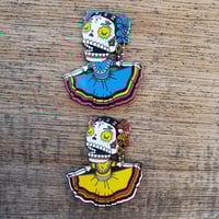 Image 3 of Folklorico Calavera Woman Enamel Pin 
