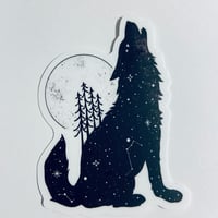 Howling Wolf and Moon Sticker