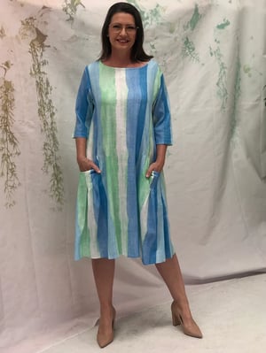 Image of Lizzie Cotton/Linen Dress - Blue stripes 