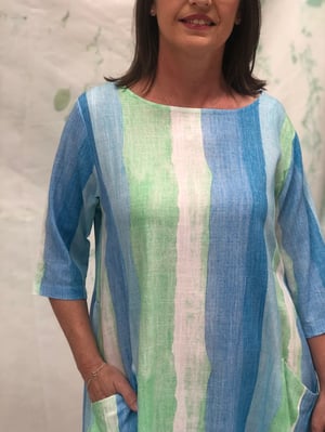 Image of Lizzie Cotton/Linen Dress - Blue stripes 