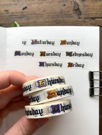 Image 1 of Illuminated Days of the Week Washi Tape (10mm wide)