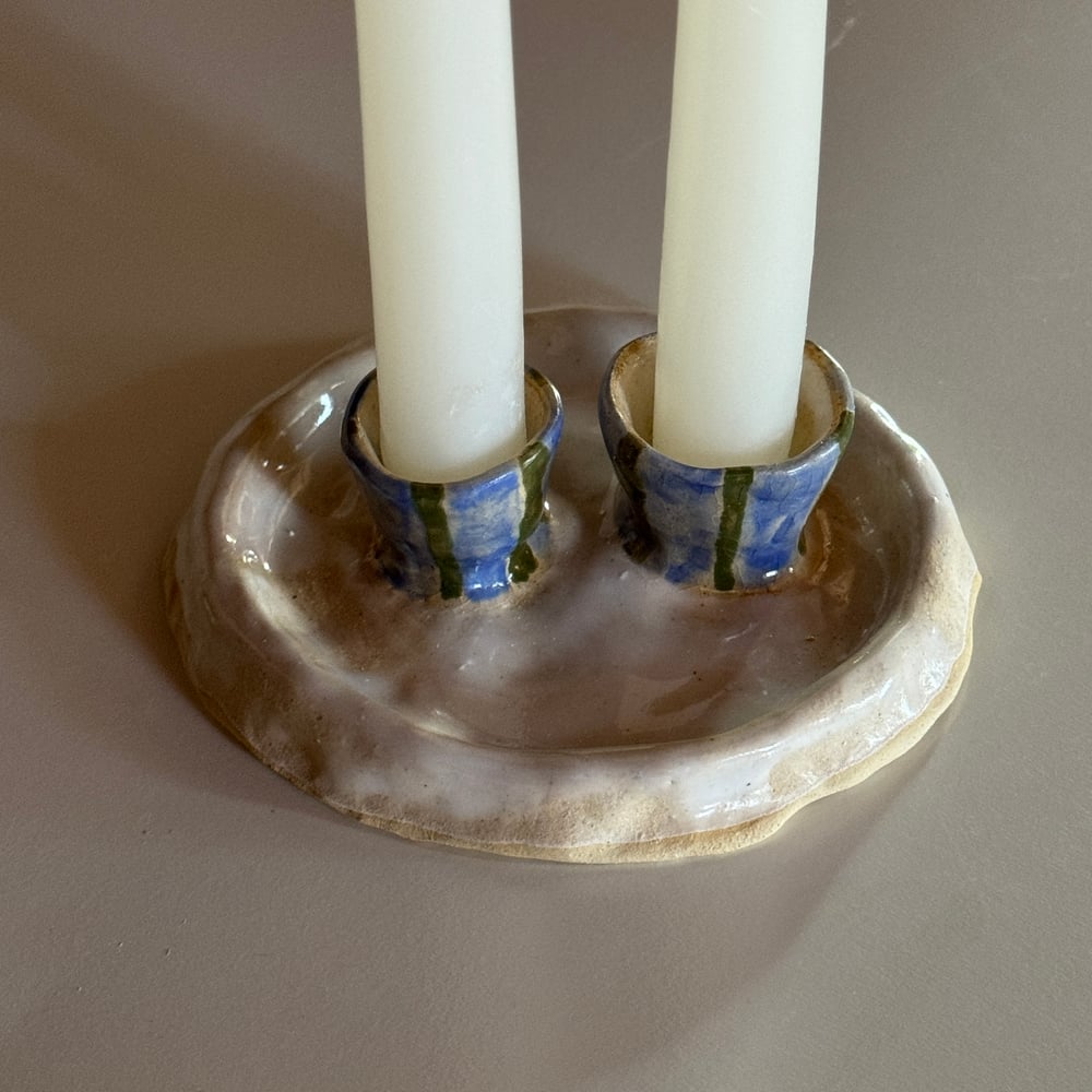 Image of double striped candle holder