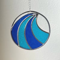 Wave Stained Glass Suncatcher – Blue