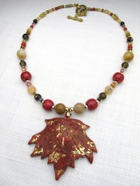 Image 3 of Red Autumn Leaf Necklace