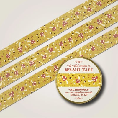 Golden Mushrooms Washi Tape