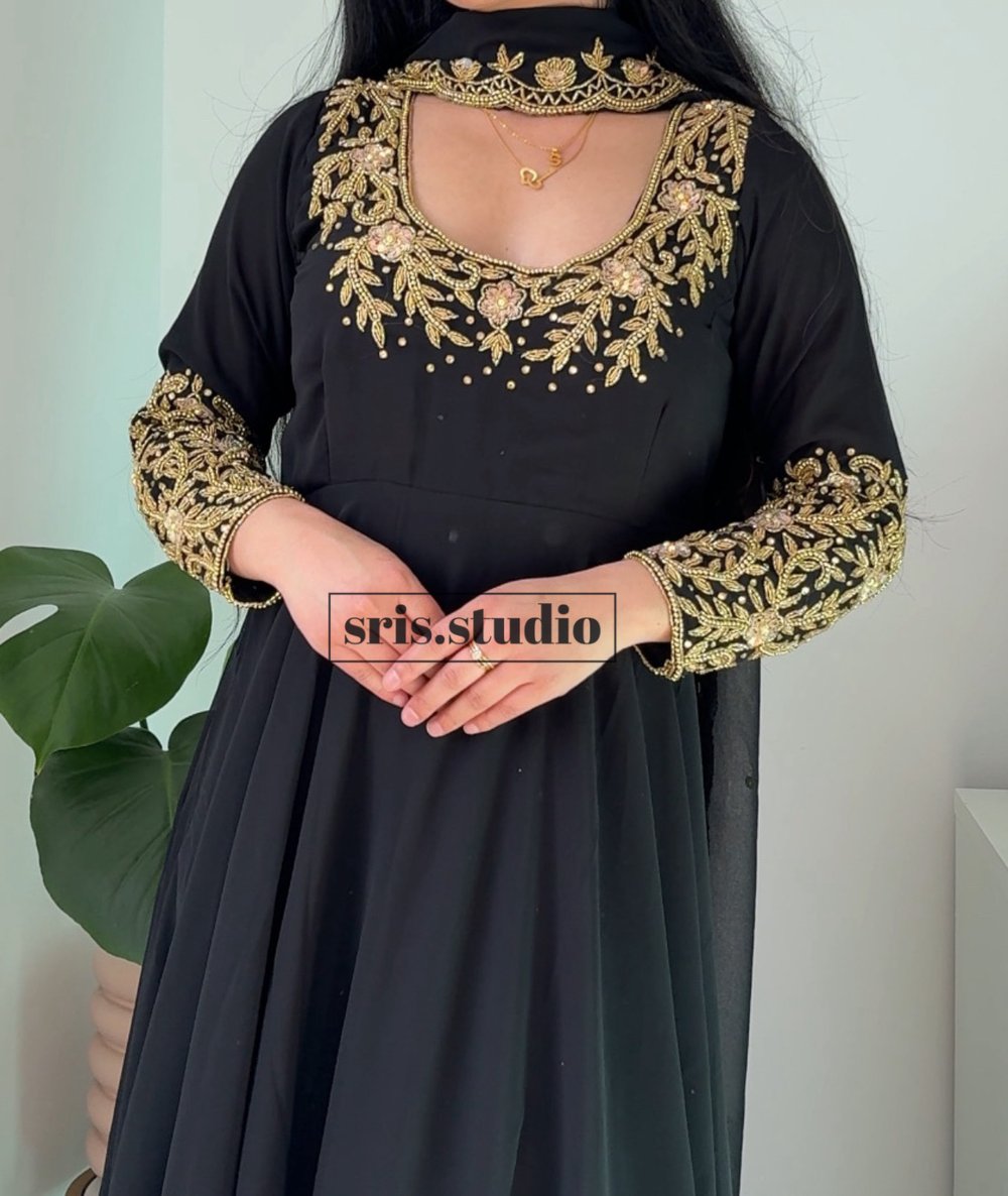 Image of Black two piece gown set