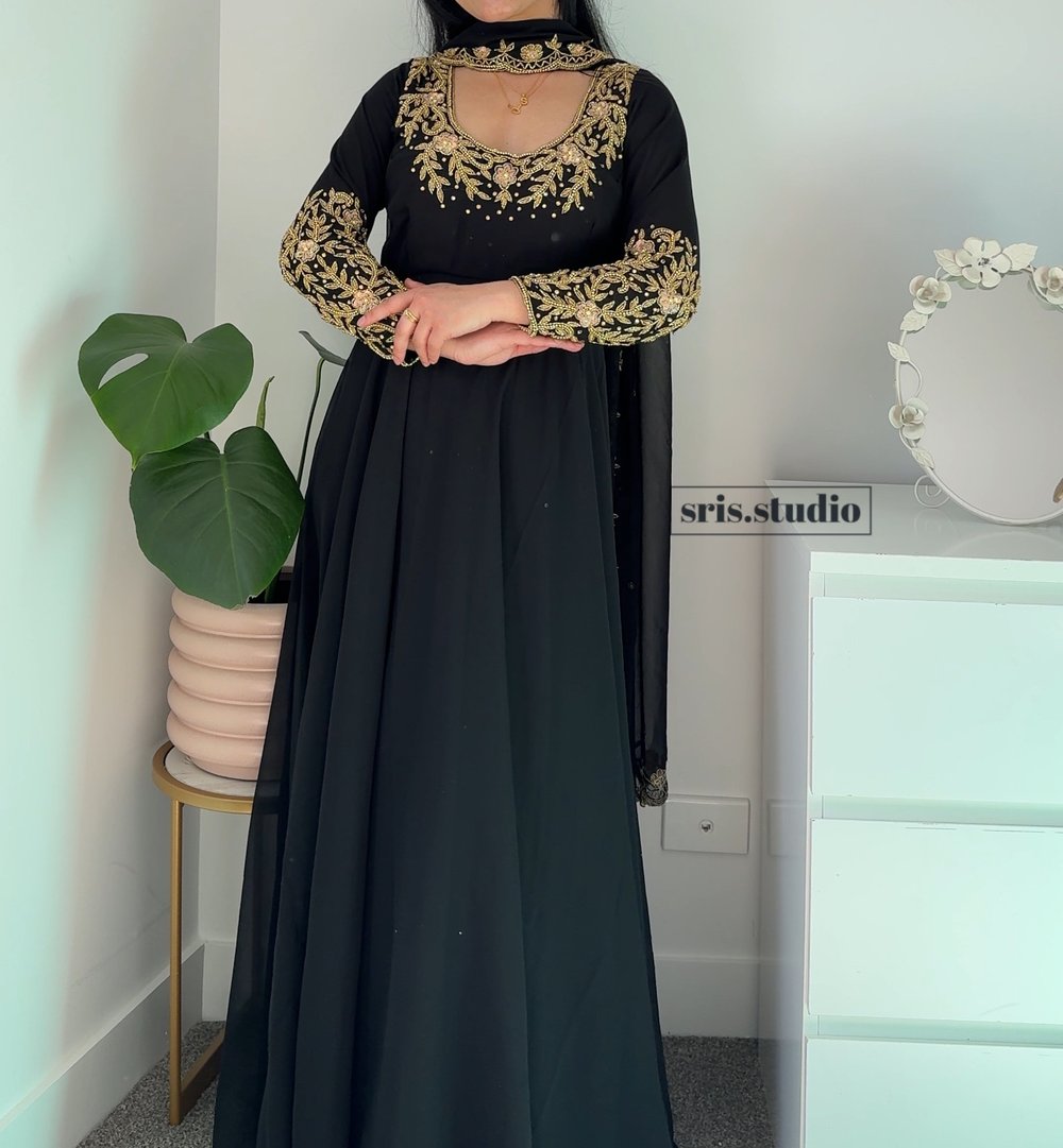 Image of Black two piece gown set